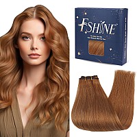 Fshine 18 Inch Hair Extensions Real Human Hair Sew In Hair Extensions Color Copper Remy Hair Extensions Hand Tied Weft Hair Exte