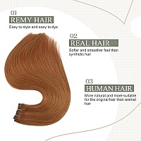 Fshine 18 Inch Hair Extensions Real Human Hair Sew In Hair Extensions Color Copper Remy Hair Extensions Hand Tied Weft Hair Exte