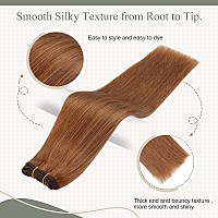 Fshine 18 Inch Hair Extensions Real Human Hair Sew In Hair Extensions Color Copper Remy Hair Extensions Hand Tied Weft Hair Exte