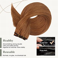 Fshine 18 Inch Hair Extensions Real Human Hair Sew In Hair Extensions Color Copper Remy Hair Extensions Hand Tied Weft Hair Exte