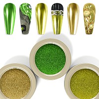 Laza 3 Colors Chrome Nail Powder Mirror Effect Metallic Dust Holographic Glitter Glazed Manicure Decoration Reflective Pigment F