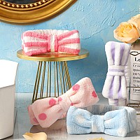 Vitever 4 Pack Spa Headband For Makeup And Face Washing Microfiber Bow Tie Headbands Trendy Gifts For Women And Girls