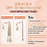 Seikea Braid Ponytail Extension With Glitter Hair Tinsel 26 Long Straight Diy Braid Hair Extension With Hair Tie Wrap Around