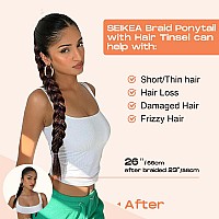 Seikea Black Braid Ponytail Extension With Glitter Hair Tinsel 26 Long Straight Diy Braid Hair Extension With Hair Tie Wrap A