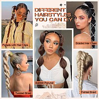 Seikea Black Braid Ponytail Extension With Glitter Hair Tinsel 26 Long Straight Diy Braid Hair Extension With Hair Tie Wrap A