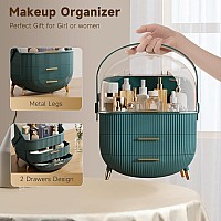 Btggg Makeup Storage Organizer With Lid Waterproof Cosmetics Skincare Organizer For Vanity Portable Makeup Storage Box For Cou