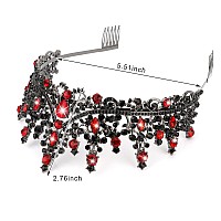 Curasa Black Tiaras For Women Red Gothic Crown For Women Girls Queen Of Hearts Crown Quinceanera Tiara Princess Crowns Royal Que