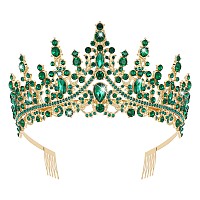 Curasa Green Tiaras For Women Gold Green Princess Crown Birthday Tiara For Little Girls Quinceanera Crown Queen Crowns Wedding T