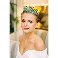 Curasa Green Tiaras For Women Gold Green Princess Crown Birthday Tiara For Little Girls Quinceanera Crown Queen Crowns Wedding T