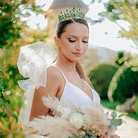 Curasa Green Tiaras For Women Gold Green Princess Crown Birthday Tiara For Little Girls Quinceanera Crown Queen Crowns Wedding T