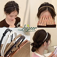 Lvyeer 5 Pack Leather Headbands For Woman Knotted Thin Headbands Thin Hair Head Bands Hair Band Girl Hair Accessories E