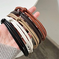 Lvyeer 5 Pack Leather Headbands For Woman Knotted Thin Headbands Thin Hair Head Bands Hair Band Girl Hair Accessories E