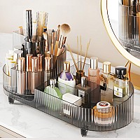 Rotating Makeup Organizer For Vanity With Brush Holder Cosmetic Makeup Storage Organizer Large Spinning Makeup Skincare Organi