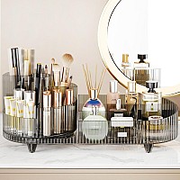 Rotating Makeup Organizer For Vanity With Brush Holder Cosmetic Makeup Storage Organizer Large Spinning Makeup Skincare Organi