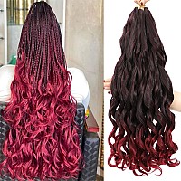 French Curly Braiding Hair 18 Inch 8 Packs Pre Stretched Bouncy Braiding Hair Loose Wavy Braiding Hair Synthetic Hair Extensi