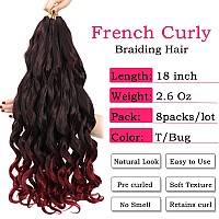 French Curly Braiding Hair 18 Inch 8 Packs Pre Stretched Bouncy Braiding Hair Loose Wavy Braiding Hair Synthetic Hair Extensi