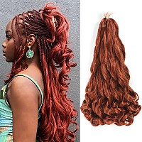 French Curly Braiding Hair 12 Inch 8 Packs Copper Red Pre Stretched Bouncy Braiding Hair Loose Wavy Braiding Hair Synthetic H