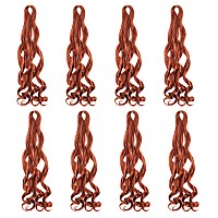 French Curly Braiding Hair 12 Inch 8 Packs Copper Red Pre Stretched Bouncy Braiding Hair Loose Wavy Braiding Hair Synthetic H