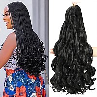 French Curly Braiding Hair 18 Inch 8 Packs Black Color Pre Stretched Bouncy Braiding Hair Loose Wavy Braiding Hair Synthetic