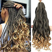 French Curly Braiding Hair 18 Inch 8 Packs Pre Stretched Bouncy Braiding Hair Loose Wavy Braiding Hair Synthetic Hair Extensi