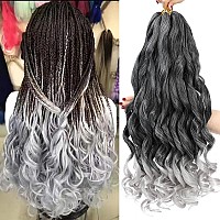 French Curly Braiding Hair 18 Inch 8 Packs Pre Stretched Bouncy Braiding Hair Loose Wavy Braiding Hair Synthetic Hair Extensi