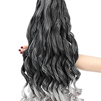 French Curly Braiding Hair 18 Inch 8 Packs Pre Stretched Bouncy Braiding Hair Loose Wavy Braiding Hair Synthetic Hair Extensi