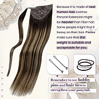 Laavoo Ponytail Hair Extensions Real Human Hair Ombre Brown Fading To Dark Browm Mix Caramel Blonde Pony Tails Hair Extensions B