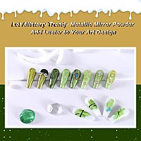 Allstarry Green Chrome Nail Powder 2 Colors Metallic Effect Mirror Chrome Powder Pigment Manicure Magic Glitter Dust Kit For Ge