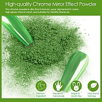 Allstarry Green Chrome Nail Powder 2 Colors Metallic Effect Mirror Chrome Powder Pigment Manicure Magic Glitter Dust Kit For Ge