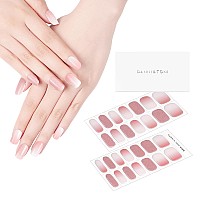 Danni Toni Semi Cured Gel Nail Strips Pink White Ombre Blushing Whisper Glitters Gel Nail Stickers Semicured Gel Nail Wraps