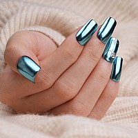 Prettydiva Chrome Nail Powder Cyan Chrome Powder Lake Blue Mirror Chrome Nail Powder Metallic Powder For Nails Glitter Pigments