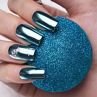 Prettydiva Chrome Nail Powder Cyan Chrome Powder Lake Blue Mirror Chrome Nail Powder Metallic Powder For Nails Glitter Pigments