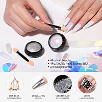 Born Pretty Chrome Nail Powder Metallic Mirror Effect Pigment Iridescent Mermaid Pearl Auroras Nail Powder Glitter Dust Kit For