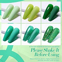 Born Pretty Green Gel Nail Polish Carnival Evergreen Gel Nail Polish Set Glitter Green Sparkle Gel Polish Nail Art Varnish Manic