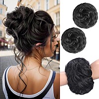 Haircube 2Pcs Messy Bun Hair Piece Messy Hair Bun Scrunchies For Women Wavy Curly Chignon Ponytail Hair Extensions Synthetic Thi