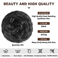 Haircube 2Pcs Messy Bun Hair Piece Messy Hair Bun Scrunchies For Women Wavy Curly Chignon Ponytail Hair Extensions Synthetic Thi