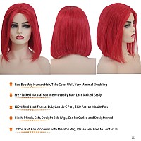 13X4 Hd Transparent Red Bob Lace Front Wigs Human Hair Glueless Hot Red Colored Bob Wig Pre Plucked 180 Density Natural Soft Re