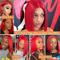 13X4 Hd Transparent Red Bob Lace Front Wigs Human Hair Glueless Hot Red Colored Bob Wig Pre Plucked 180 Density Natural Soft Re