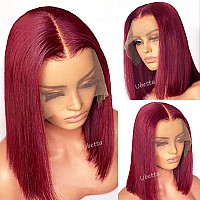 Burgundy Bob Wig Human Hair Burgundy Lace Front Wigs Human Hair 13X4 Hd Glueless Wigs Human Hair Pre Plucked Pre Cut Lace Fron