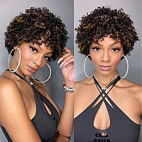 Larima Pixie Cut Wig Human Hair Short Curly Wigs For Black Women 1B27 8 Highlight Curly Pixie Cut Wig With Bangs Tight Curly H