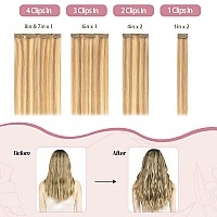 Clip In Hair Extensions Real Human Hair Strawberry Blonde Highlighted Golden Blonde Human Hair Extensions 22Inch 120G 7Pcs Doubl