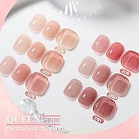 Gaoy Nude Jelly Gel Nail Polish Set 6 Transparent Colors Sheer Pink Neutral Gel Nail Kit For Salon And Nail Art Diy At Home