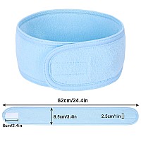 Whaline Spa Facial Headband Head Wrap Terry Cloth Headband 4 Counts Stretch Towel For Bath Makeup And Sport Light Blue