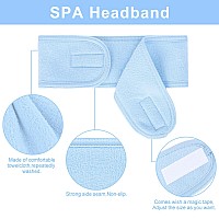 Whaline Spa Facial Headband Head Wrap Terry Cloth Headband 4 Counts Stretch Towel For Bath Makeup And Sport Light Blue