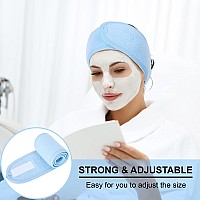 Whaline Spa Facial Headband Head Wrap Terry Cloth Headband 4 Counts Stretch Towel For Bath Makeup And Sport Light Blue