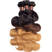 Blackmoon Hair Ombre Body Wave Hair 1 Bundle Brazilian Body Wave Weave 100 3 Tone 1B 4 27 Color Ombre Brazilian Body Wave Hair