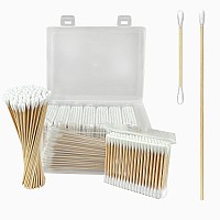 Organic Bamboo Cotton Swabs Set 1000 Pcs 800 Cotton Swabs For Ear 200 Long Cotton Swabs Biodegradable Cotton Buds For Ear