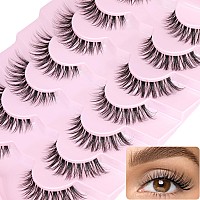 Kiromiro Eyelashes Wispy 14Mm False Lashes Natural Look Clear Band Lashes Cat Eye Invisible Daily Faux Mink Eyelashes Handmade S