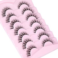 Kiromiro Eyelashes Wispy 14Mm False Lashes Natural Look Clear Band Lashes Cat Eye Invisible Daily Faux Mink Eyelashes Handmade S