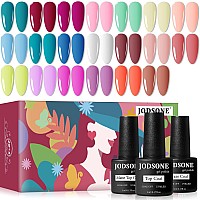 Jodsone 23 Pcs Gel Polish Kit Colorful Fashion Classic Nail Gel Set 3 Bottles Of Base Coat Matte And Glossy Top Coat